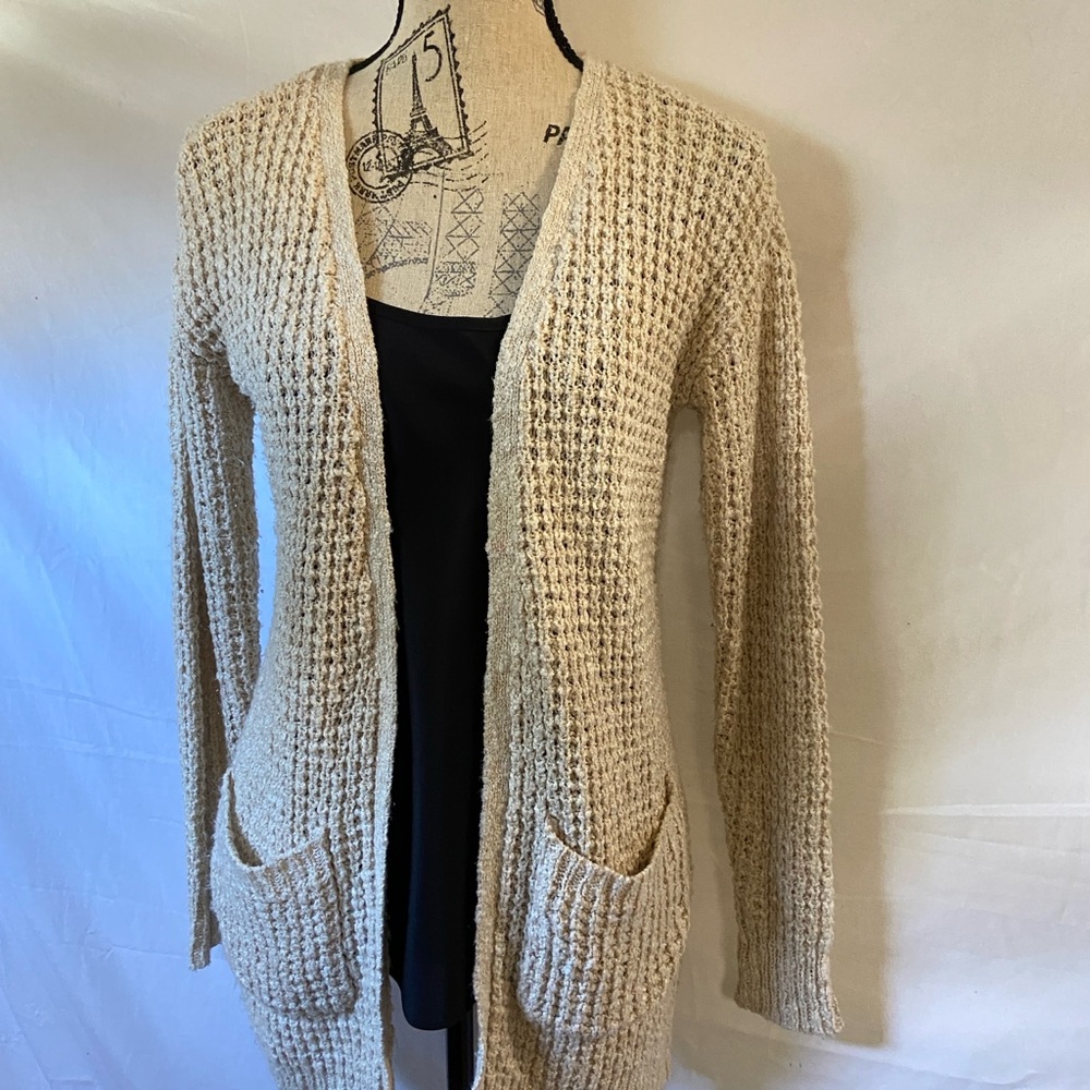 Essentials Cream Open-Front Sweater